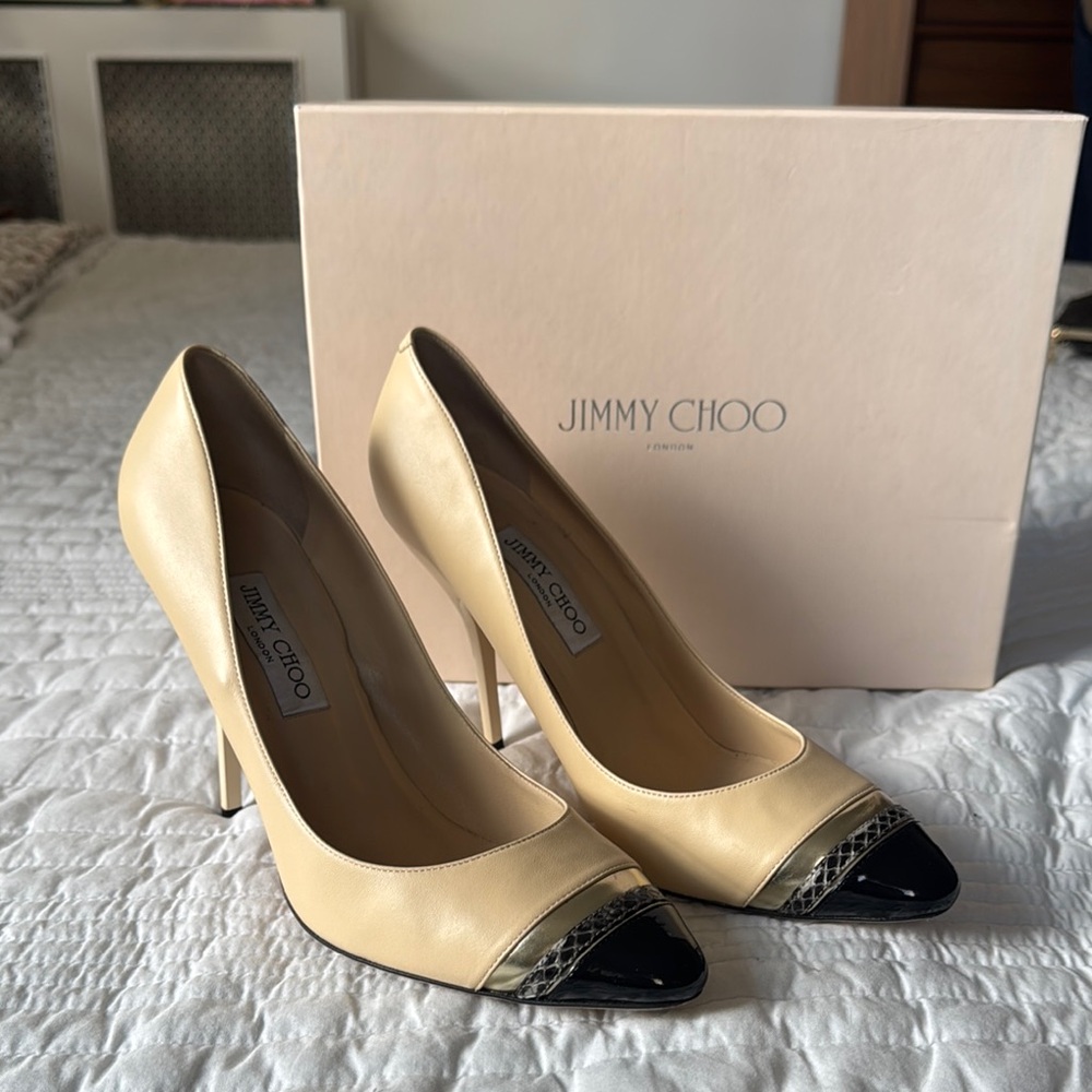 Jimmy Choo Beige and Black Women's Heels